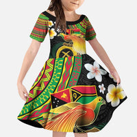 Vanuatu and Papua New Guinea Together Family Matching Off Shoulder Maxi Dress and Hawaiian Shirt Bird-of-paradise and Pig Tusk Melanesian Pattern