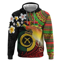 Vanuatu and Papua New Guinea Together Hoodie Bird-of-paradise and Pig Tusk Melanesian Pattern