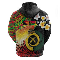 Vanuatu and Papua New Guinea Together Hoodie Bird-of-paradise and Pig Tusk Melanesian Pattern