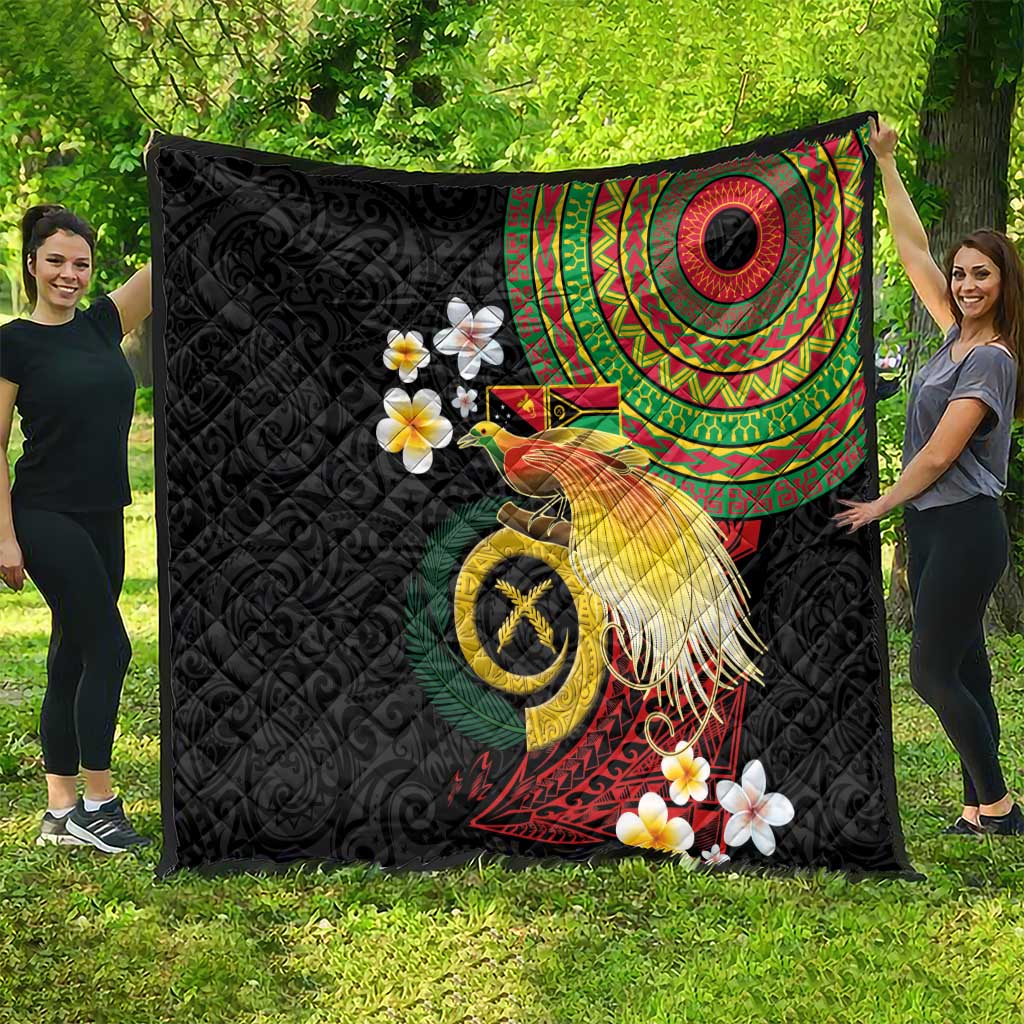 Vanuatu and Papua New Guinea Together Quilt Bird-of-paradise and Pig Tusk Melanesian Pattern