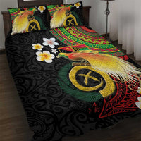 Vanuatu and Papua New Guinea Together Quilt Bed Set Bird-of-paradise and Pig Tusk Melanesian Pattern