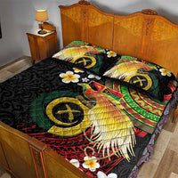 Vanuatu and Papua New Guinea Together Quilt Bed Set Bird-of-paradise and Pig Tusk Melanesian Pattern