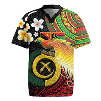 Vanuatu and Papua New Guinea Together Rugby Jersey Bird-of-paradise and Pig Tusk Melanesian Pattern