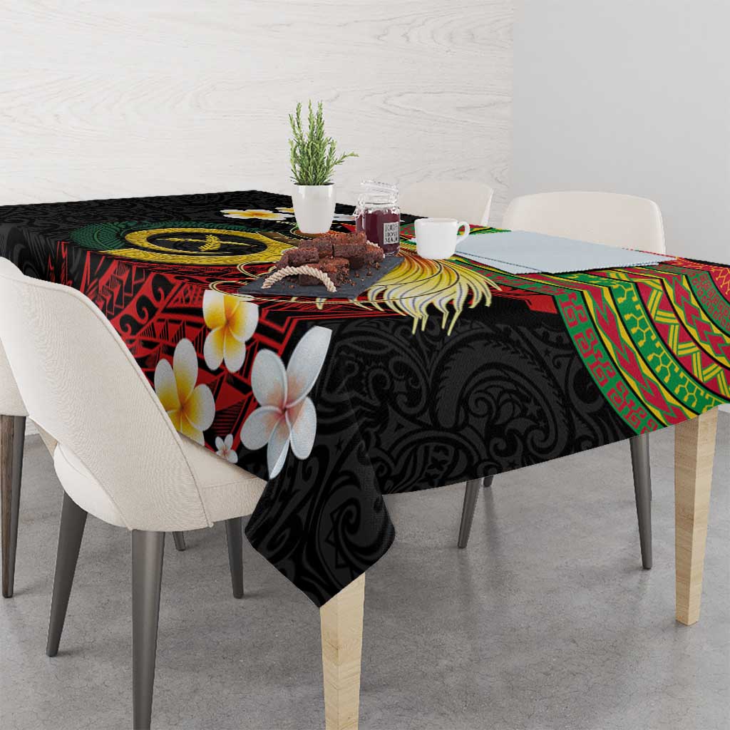 Vanuatu and Papua New Guinea Together Tablecloth Bird-of-paradise and Pig Tusk Melanesian Pattern