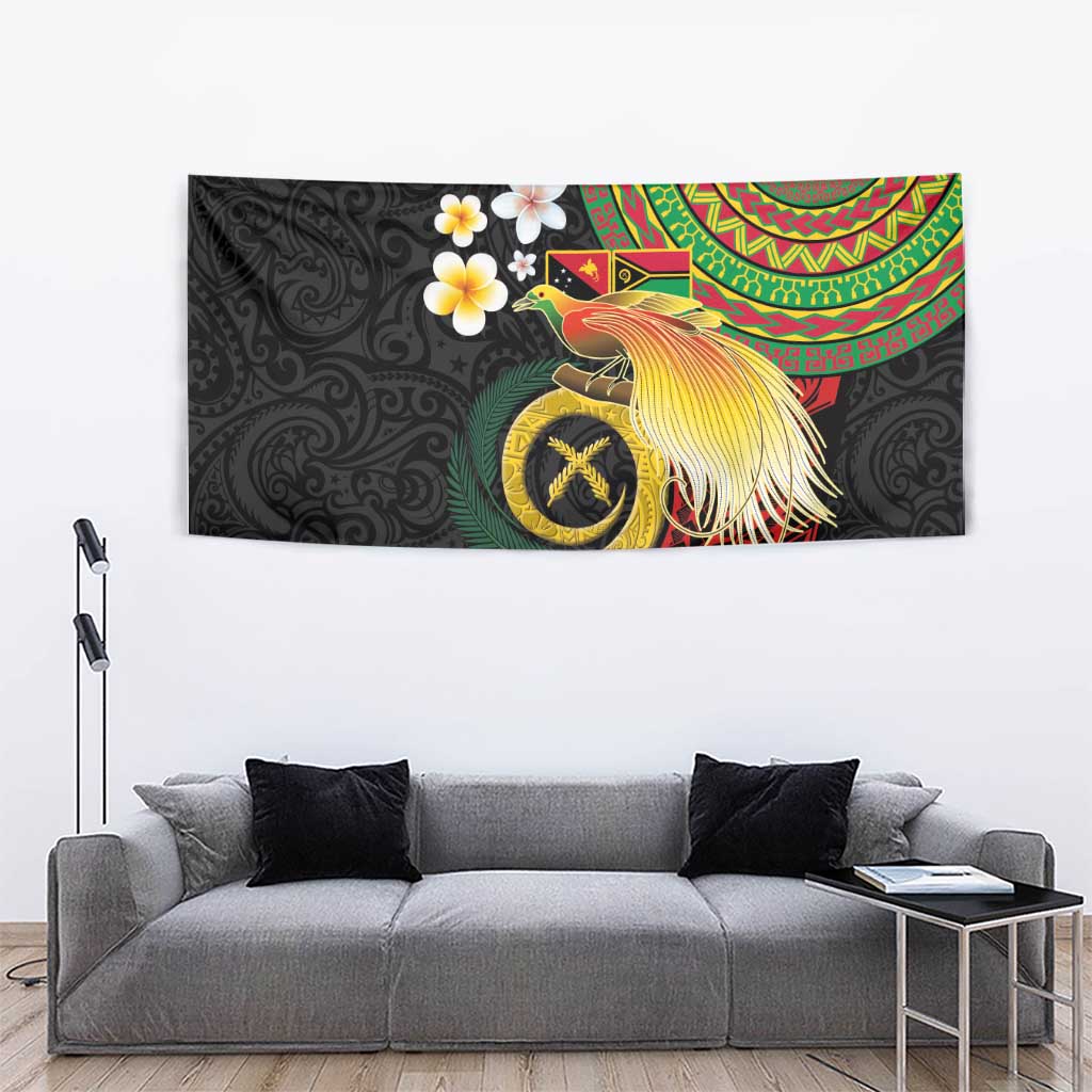 Vanuatu and Papua New Guinea Together Tapestry Bird-of-paradise and Pig Tusk Melanesian Pattern