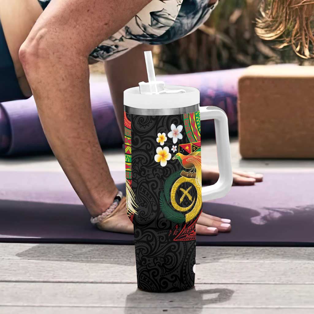 Vanuatu and Papua New Guinea Together Tumbler With Handle Bird-of-paradise and Pig Tusk Melanesian Pattern LT03 - Polynesian Pride