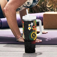 Vanuatu and Papua New Guinea Together Tumbler With Handle Bird-of-paradise and Pig Tusk Melanesian Pattern LT03 - Polynesian Pride