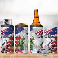 New Zealand Christmas 4 in 1 Can Cooler Tumbler Meri Kirihimete-Tuatara and Pohutukawa White Color LT03 - Polynesian Pride