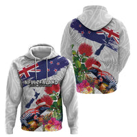 New Zealand Christmas Zip Hoodie Meri Kirihimete-Tuatara and Pohutukawa White Color