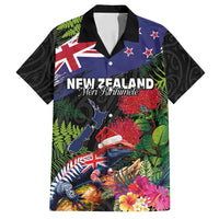 New Zealand Christmas Family Matching Long Sleeve Bodycon Dress and Hawaiian Shirt Meri Kirihimete-Tuatara and Pohutukawa Black Color