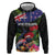 New Zealand Christmas Hoodie Meri Kirihimete-Tuatara and Pohutukawa Black Color