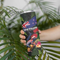 New Zealand Christmas Skinny Tumbler Meri Kirihimete-Tuatara and Pohutukawa Black Color LT03 - Polynesian Pride