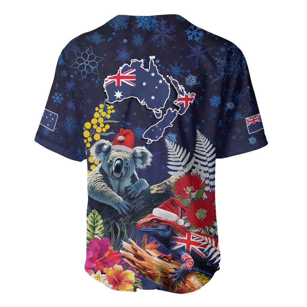 Australia and New Zealand Baseball Jersey Merry Christmas-Tuatara and Koala with Plants Xmas Style LT03 - Polynesian Pride