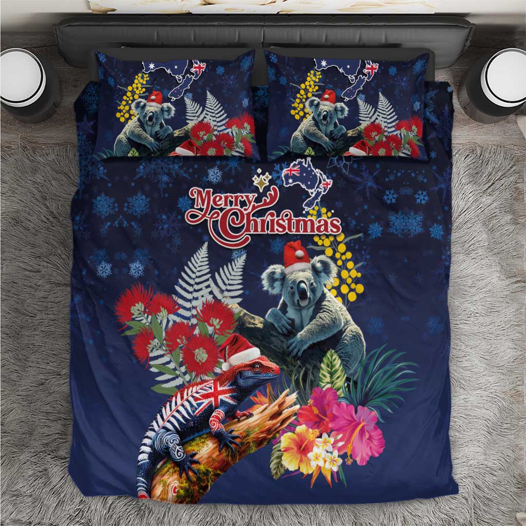Australia and New Zealand Bedding Set Merry Christmas-Tuatara and Koala with Plants Xmas Style