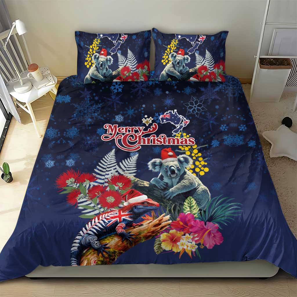 Australia and New Zealand Bedding Set Merry Christmas-Tuatara and Koala with Plants Xmas Style