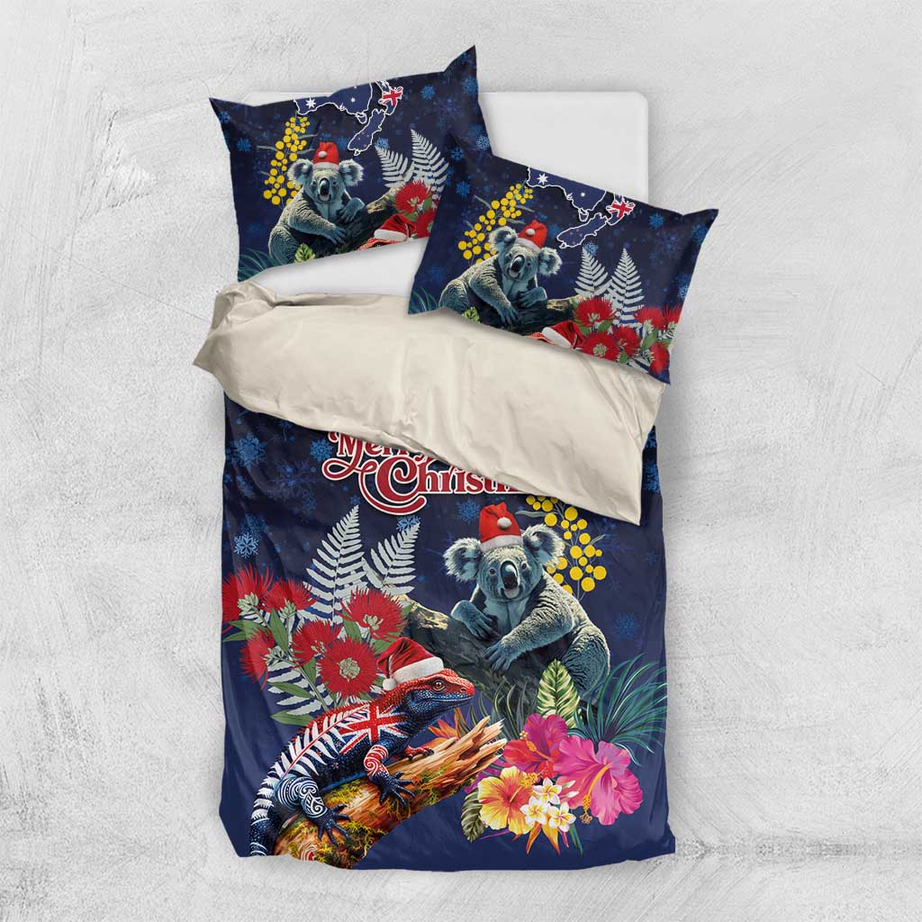 Australia and New Zealand Bedding Set Merry Christmas-Tuatara and Koala with Plants Xmas Style
