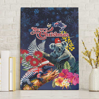 Australia and New Zealand Canvas Wall Art Merry Christmas-Tuatara and Koala with Plants Xmas Style