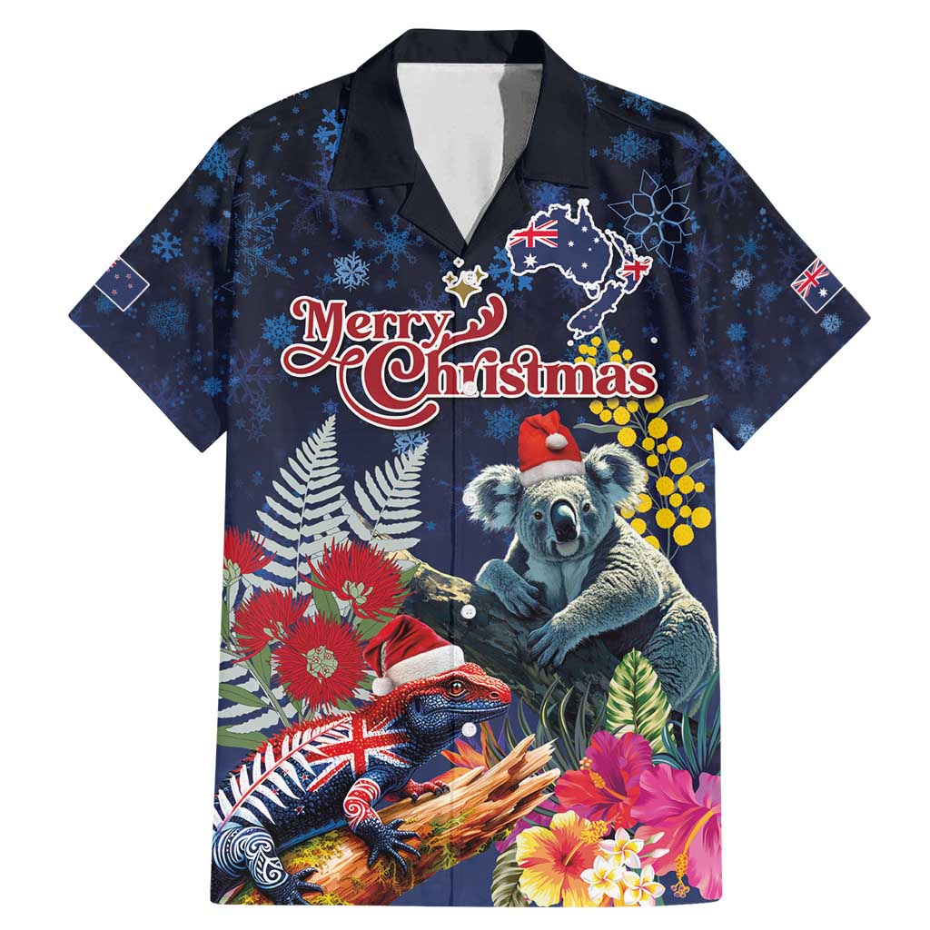 Australia and New Zealand Family Matching Mermaid Dress and Hawaiian Shirt Merry Christmas-Tuatara and Koala with Plants Xmas Style