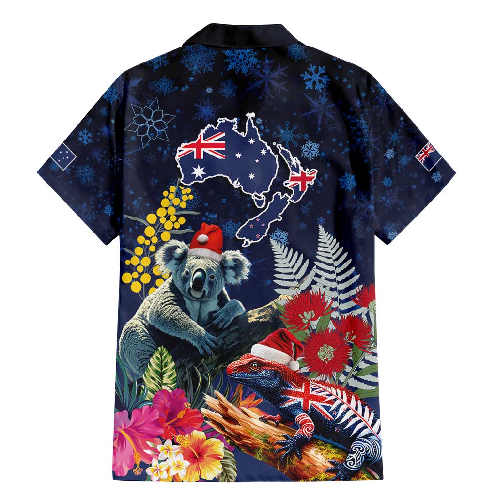 Australia and New Zealand Family Matching Mermaid Dress and Hawaiian Shirt Merry Christmas-Tuatara and Koala with Plants Xmas Style