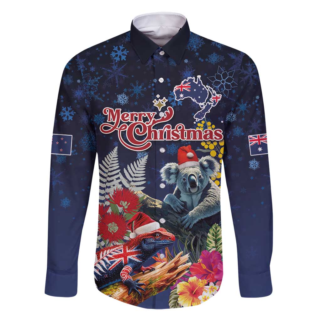 Australia and New Zealand Family Matching Mermaid Dress and Hawaiian Shirt Merry Christmas-Tuatara and Koala with Plants Xmas Style