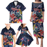 Australia and New Zealand Family Matching Puletasi and Hawaiian Shirt Merry Christmas-Tuatara and Koala with Plants Xmas Style LT03 - Polynesian Pride