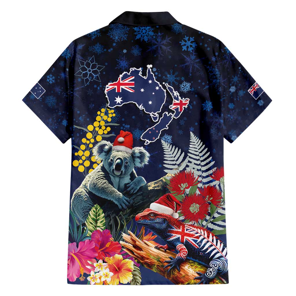 Australia and New Zealand Family Matching Puletasi and Hawaiian Shirt Merry Christmas-Tuatara and Koala with Plants Xmas Style LT03 - Polynesian Pride