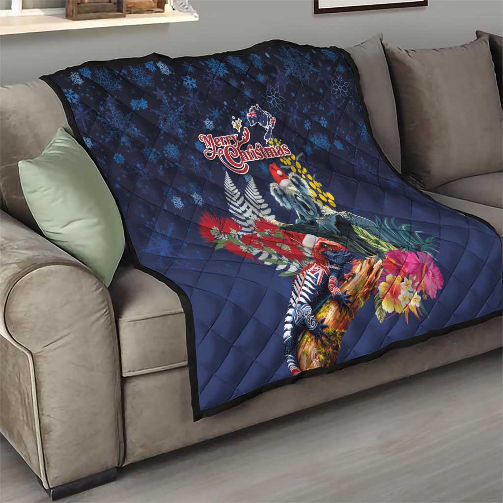 Australia and New Zealand Quilt Merry Christmas-Tuatara and Koala with Plants Xmas Style LT03 - Polynesian Pride