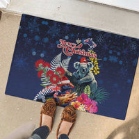 Australia and New Zealand Rubber Doormat Merry Christmas-Tuatara and Koala with Plants Xmas Style LT03 - Polynesian Pride