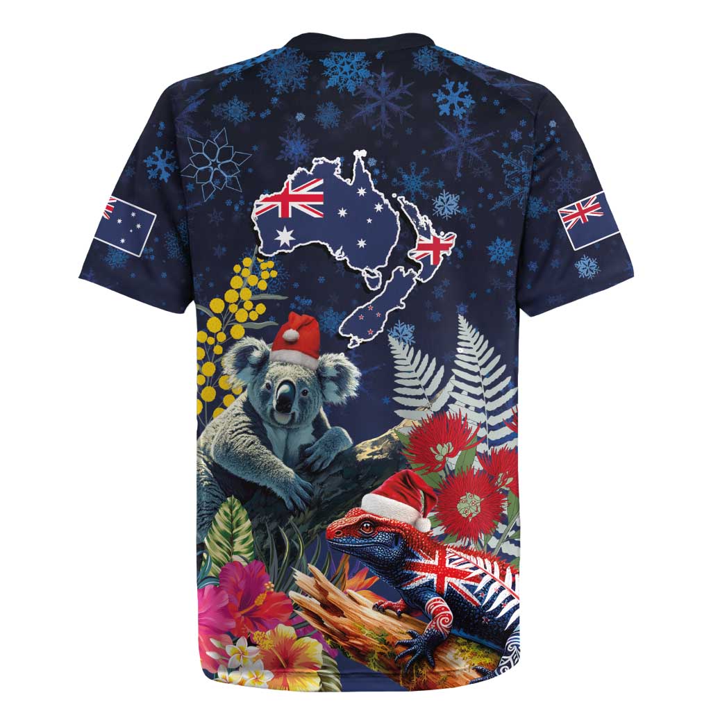 Australia and New Zealand Rugby Jersey Merry Christmas-Tuatara and Koala with Plants Xmas Style LT03 - Polynesian Pride