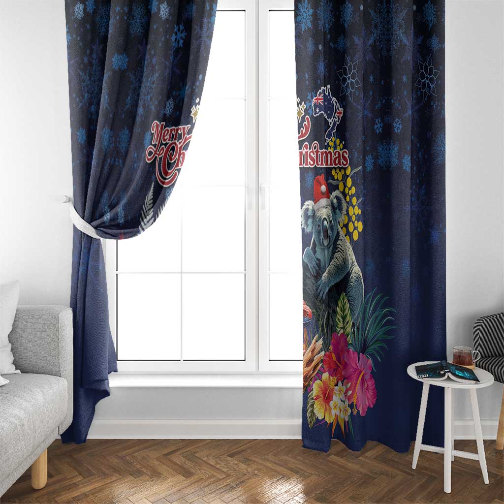 Australia and New Zealand Window Curtain Merry Christmas-Tuatara and Koala with Plants Xmas Style LT03 - Polynesian Pride