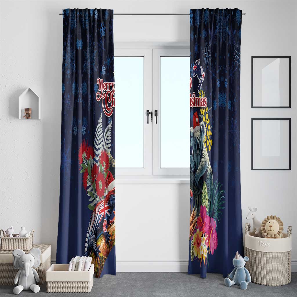 Australia and New Zealand Window Curtain Merry Christmas-Tuatara and Koala with Plants Xmas Style LT03 - Polynesian Pride
