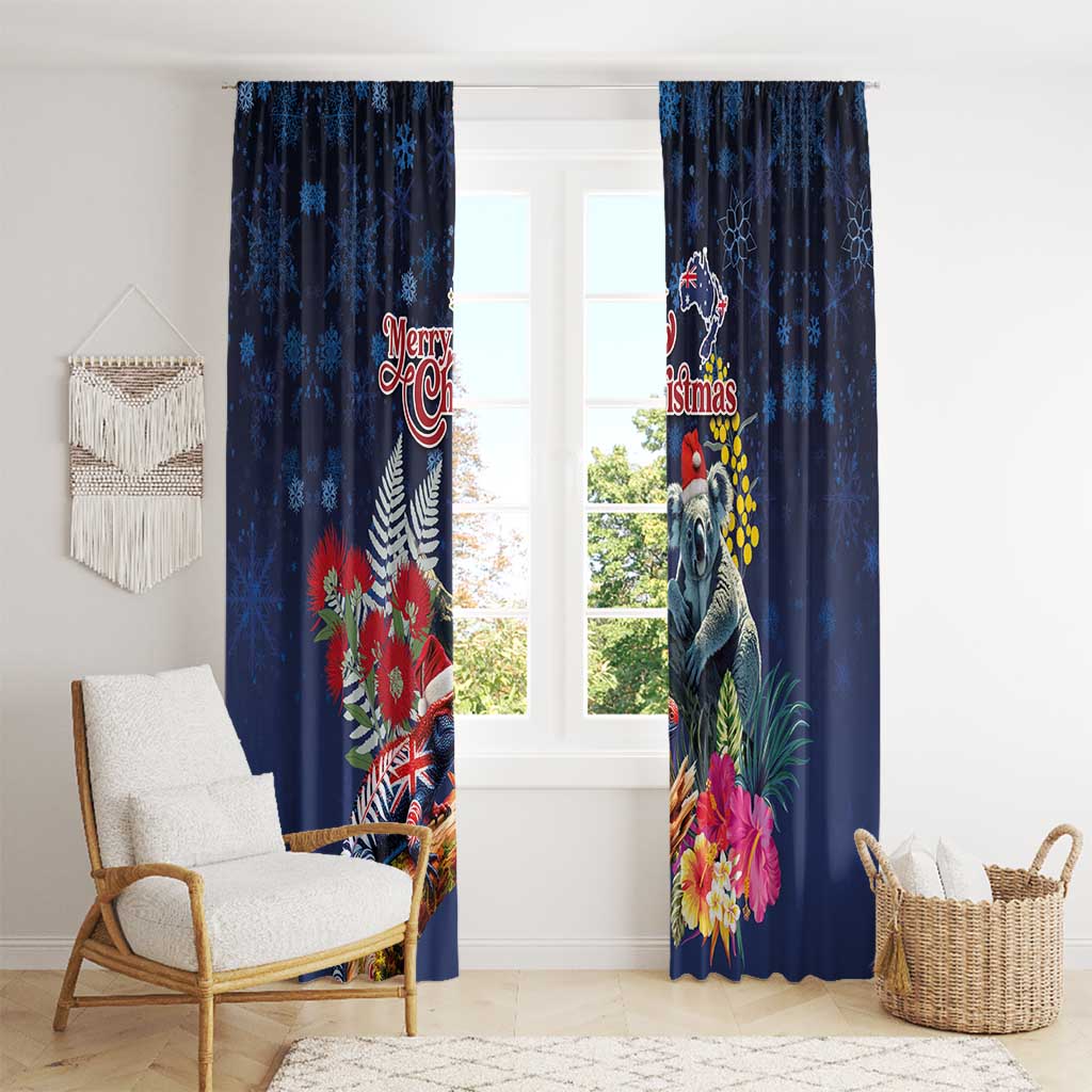 Australia and New Zealand Window Curtain Merry Christmas-Tuatara and Koala with Plants Xmas Style LT03 - Polynesian Pride