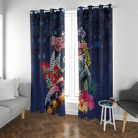 Australia and New Zealand Window Curtain Merry Christmas-Tuatara and Koala with Plants Xmas Style LT03 With Grommets Navy - Polynesian Pride