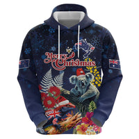 Australia and New Zealand Zip Hoodie Merry Christmas-Tuatara and Koala with Plants Xmas Style