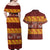 Samoa Siapo and Tapa Couples Matching Off Shoulder Maxi Dress and Hawaiian Shirt Pacific Tribal Pattern with Hibiscus Striped Style