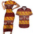 Samoa Siapo and Tapa Couples Matching Short Sleeve Bodycon Dress and Hawaiian Shirt Pacific Tribal Pattern with Hibiscus Striped Style