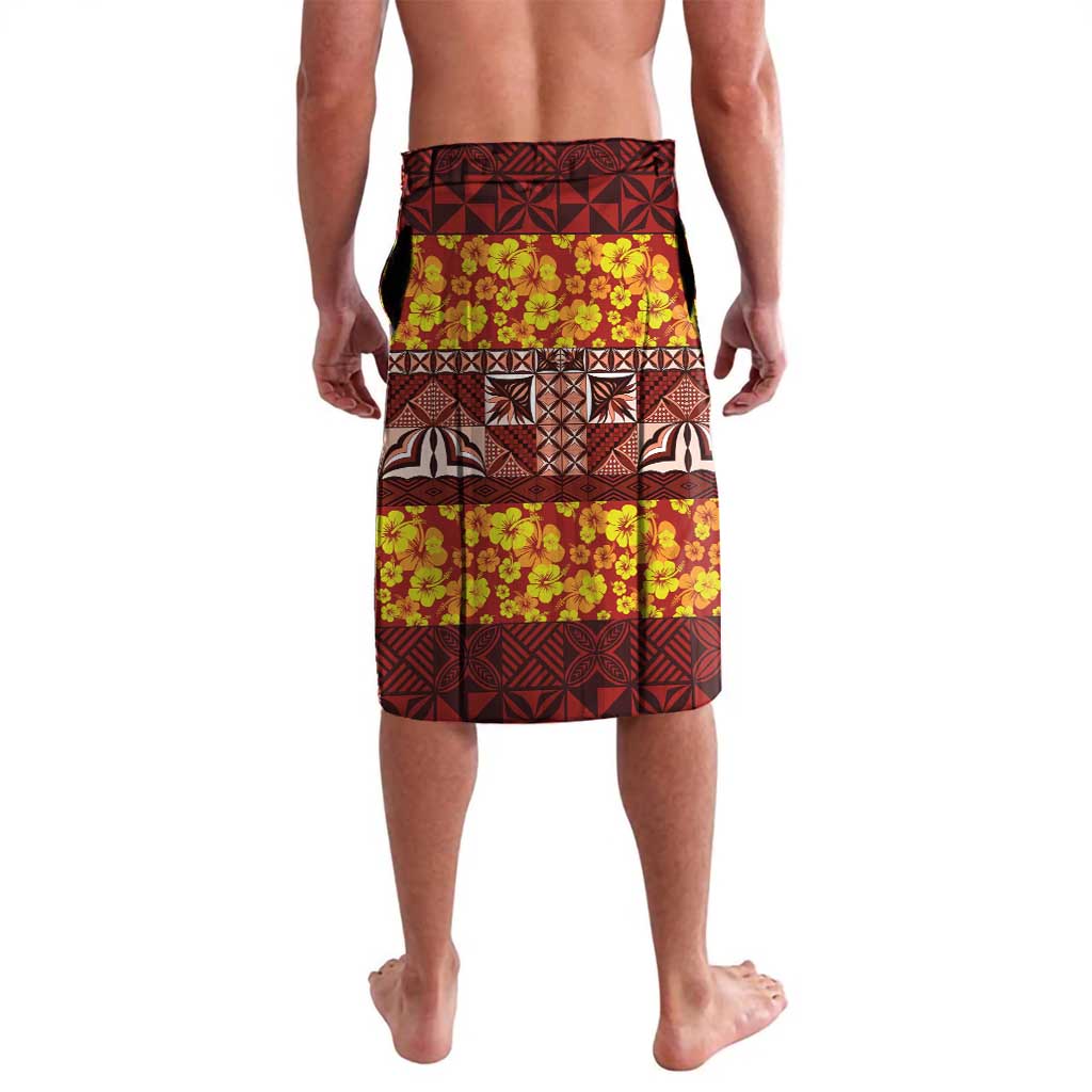 Samoa Siapo and Tapa Lavalava Pacific Tribal Pattern with Hibiscus Striped Style