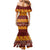 Samoa Siapo and Tapa Mermaid Dress Pacific Tribal Pattern with Hibiscus Striped Style