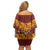 Samoa Siapo and Tapa Off Shoulder Short Dress Pacific Tribal Pattern with Hibiscus Striped Style