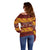 Samoa Siapo and Tapa Off Shoulder Sweater Pacific Tribal Pattern with Hibiscus Striped Style