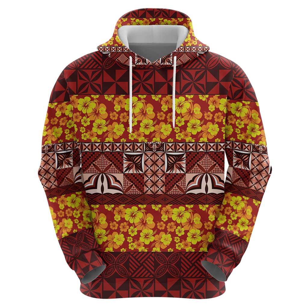 Samoa Siapo and Tapa Zip Hoodie Pacific Tribal Pattern with Hibiscus Striped Style