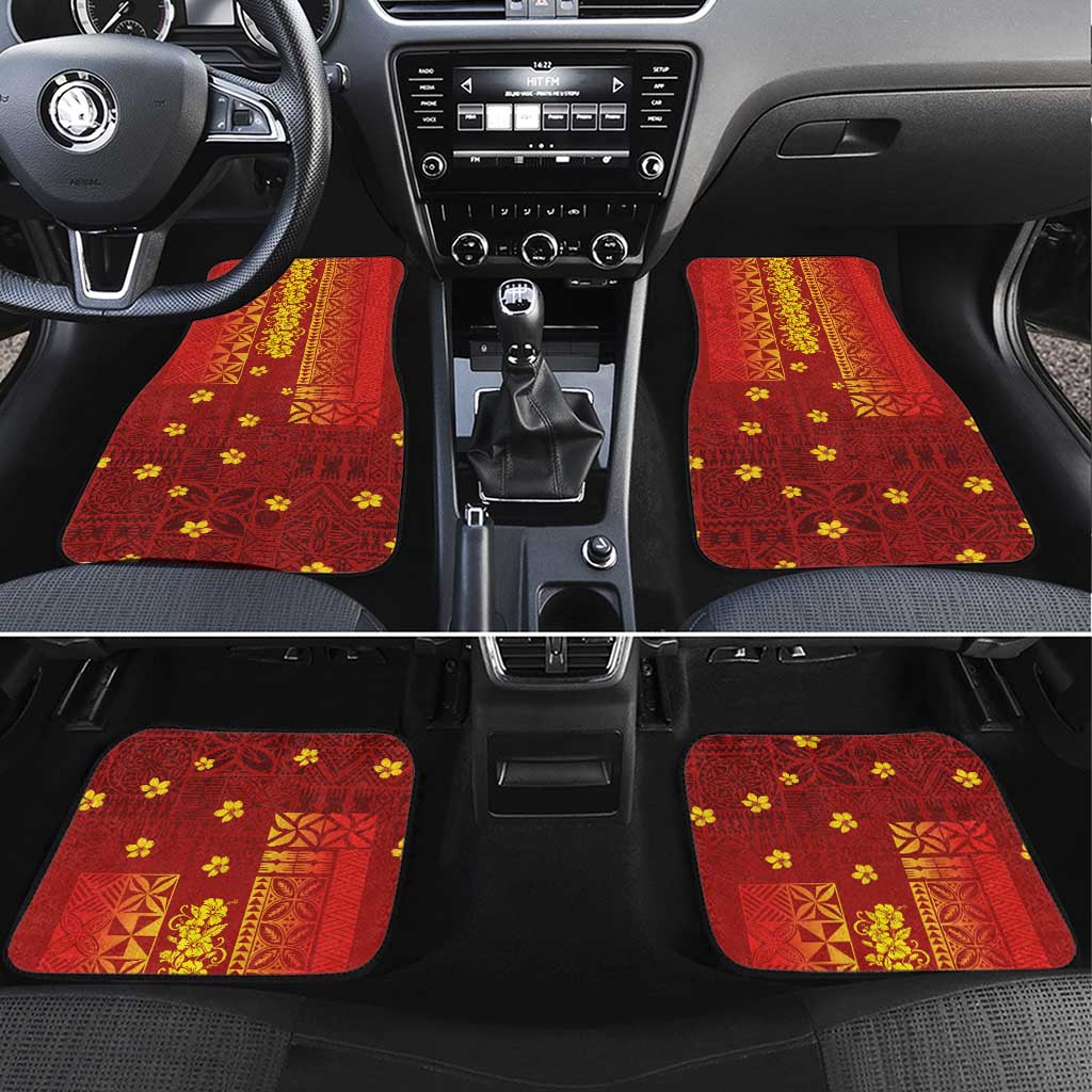 Samoa Tapa Pacific Tribal Pattern Car Mats Hibiscus and Plumeria