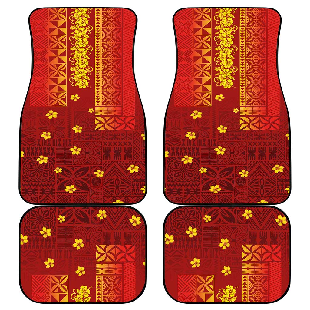 Samoa Tapa Pacific Tribal Pattern Car Mats Hibiscus and Plumeria