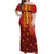 Samoa Tapa Pacific Tribal Pattern Off Shoulder Maxi Dress Hibiscus and Plumeria