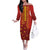 Samoa Tapa Pacific Tribal Pattern Off The Shoulder Long Sleeve Dress Hibiscus and Plumeria