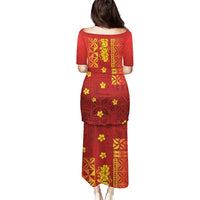 Samoa Tapa Pacific Tribal Pattern Puletasi Hibiscus and Plumeria LT03 - Polynesian Pride