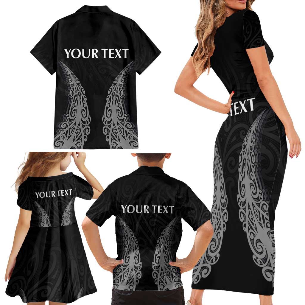 New Zealand Netball Family Matching Short Sleeve Bodycon Dress and Hawaiian Shirt Koru and Maori Tattoo Jersey LT03 - Polynesian Pride