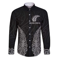 New Zealand Netball Family Matching Short Sleeve Bodycon Dress and Hawaiian Shirt Koru and Maori Tattoo Jersey LT03 Dad's Shirt - Long Sleeve Black - Polynesian Pride