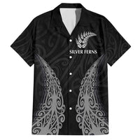 New Zealand Netball Family Matching Summer Maxi Dress and Hawaiian Shirt Koru and Maori Tattoo Jersey LT03 Dad's Shirt - Short Sleeve Black - Polynesian Pride