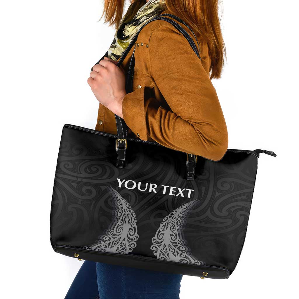 New Zealand Netball Leather Tote Bag Koru and Maori Tattoo Jersey LT03 Black - Polynesian Pride